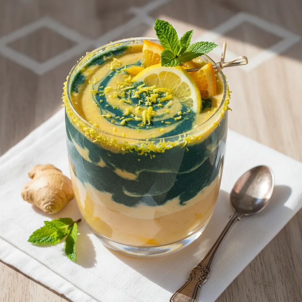 Citrus Bliss Spirulina Smoothie with Ginger Zest