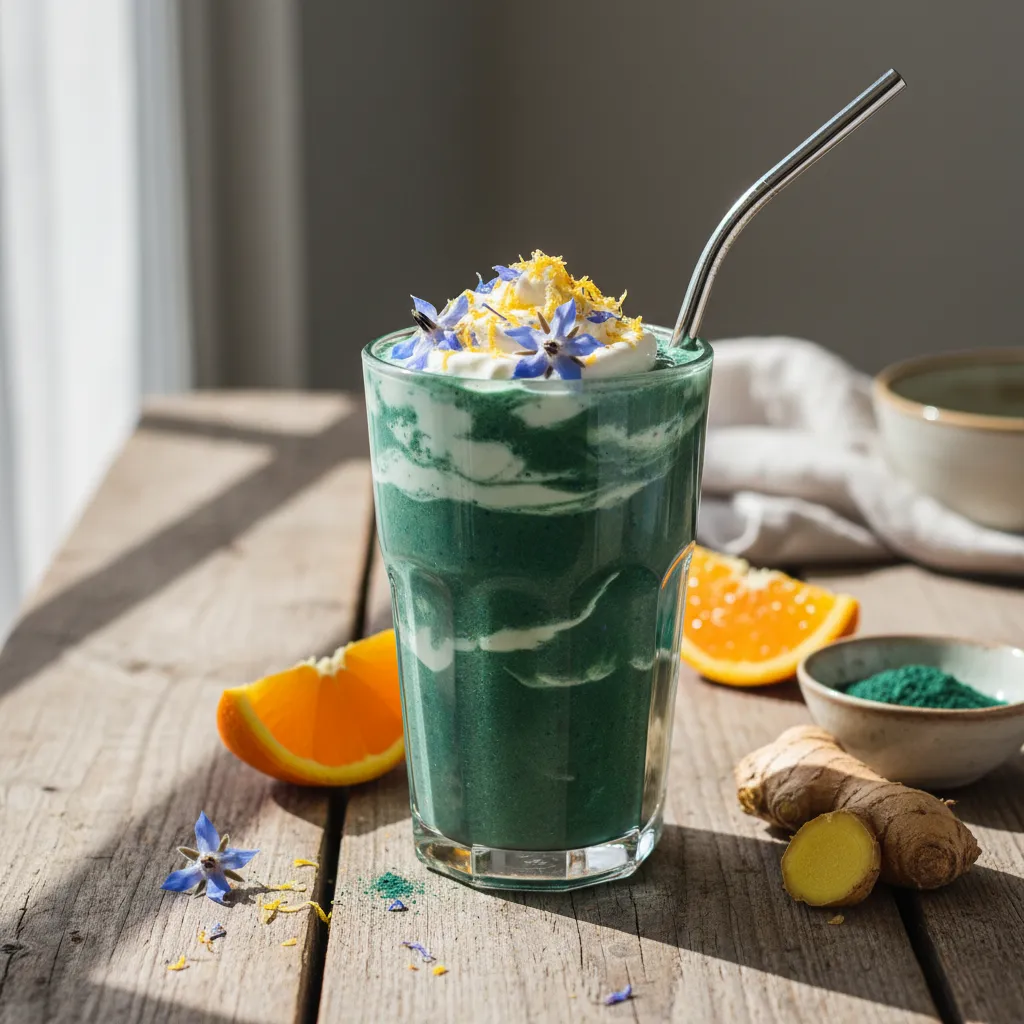Citrus Bliss Spirulina Smoothie with Ginger Zest