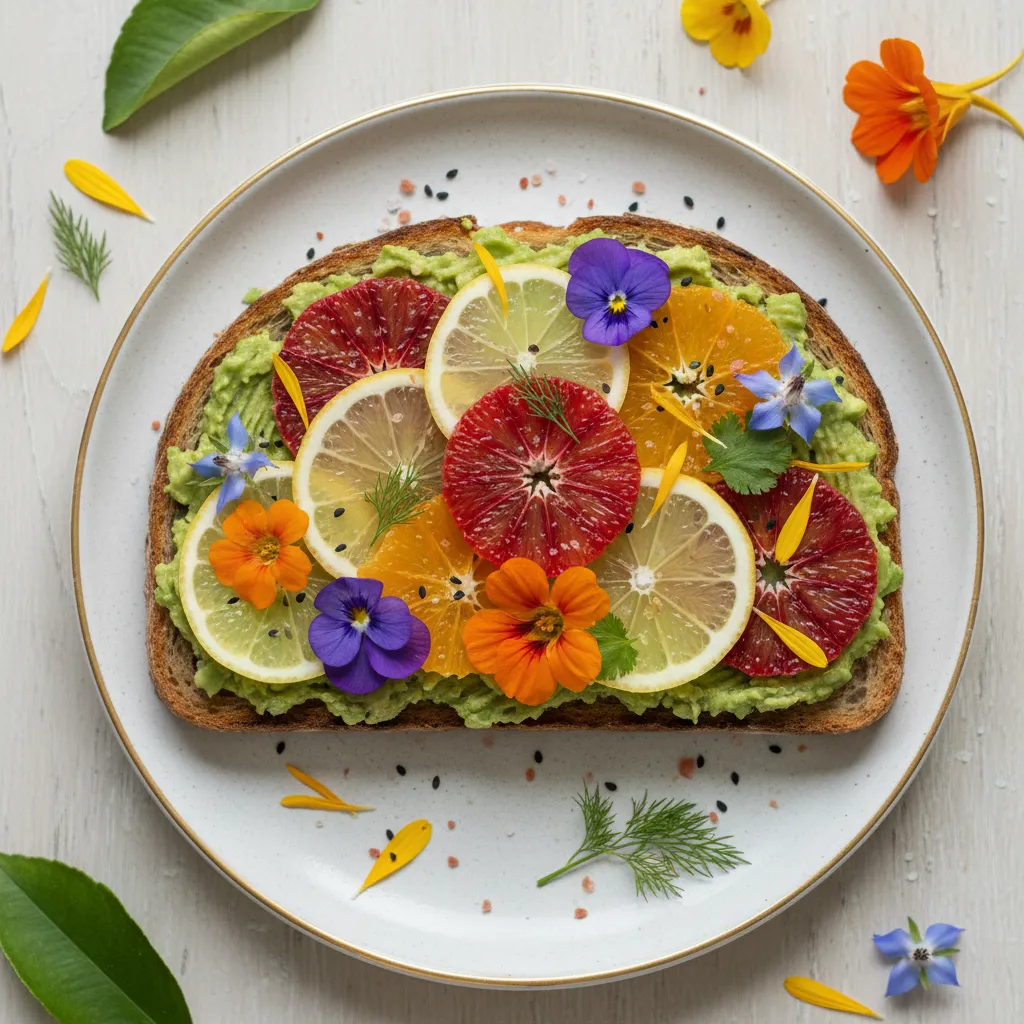 Citrus Blossom Avocado Toast with Edible Flowers