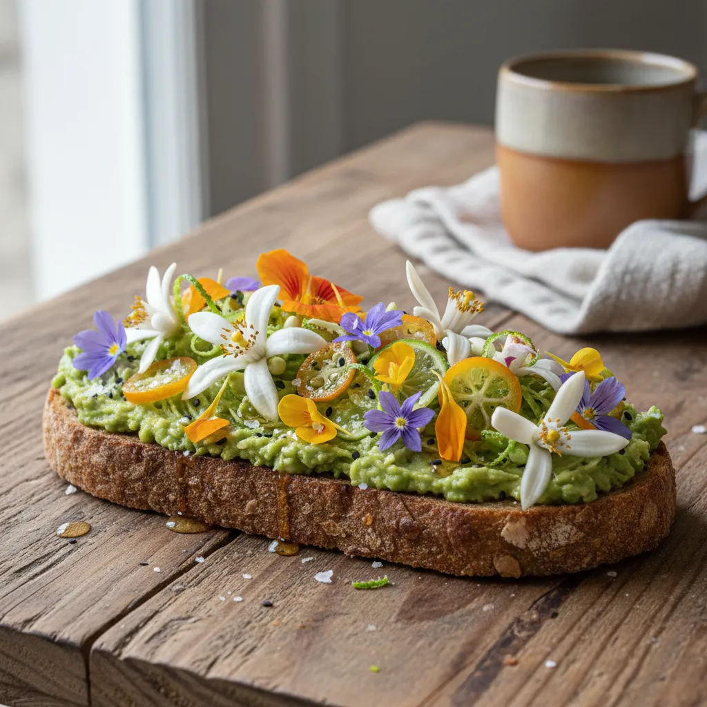 Citrus Blossom Avocado Toast with Edible Flowers