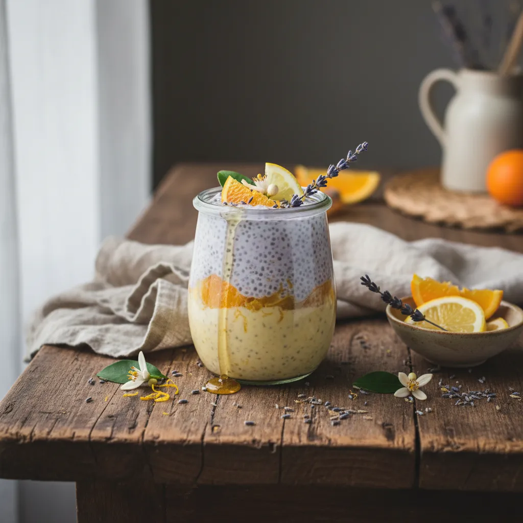 Citrus Blossom Chia Pudding With Lavender Infusion