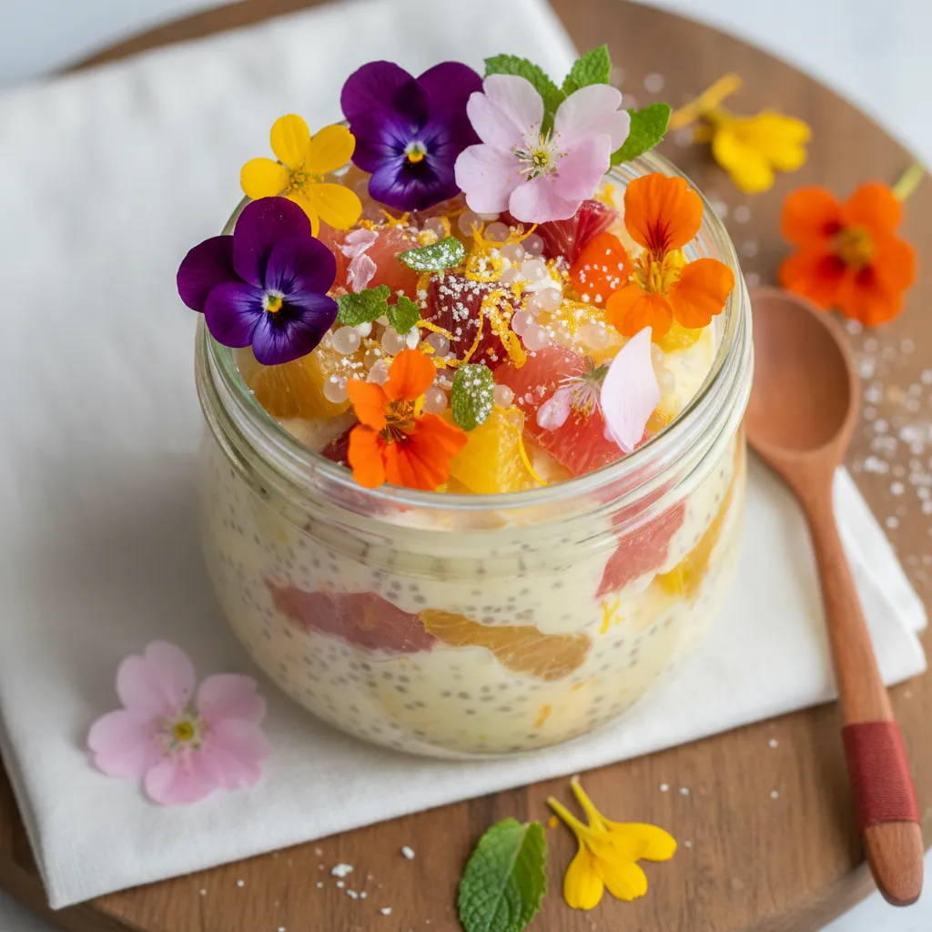 Citrus Blossom Chia Pudding with Edible Petals