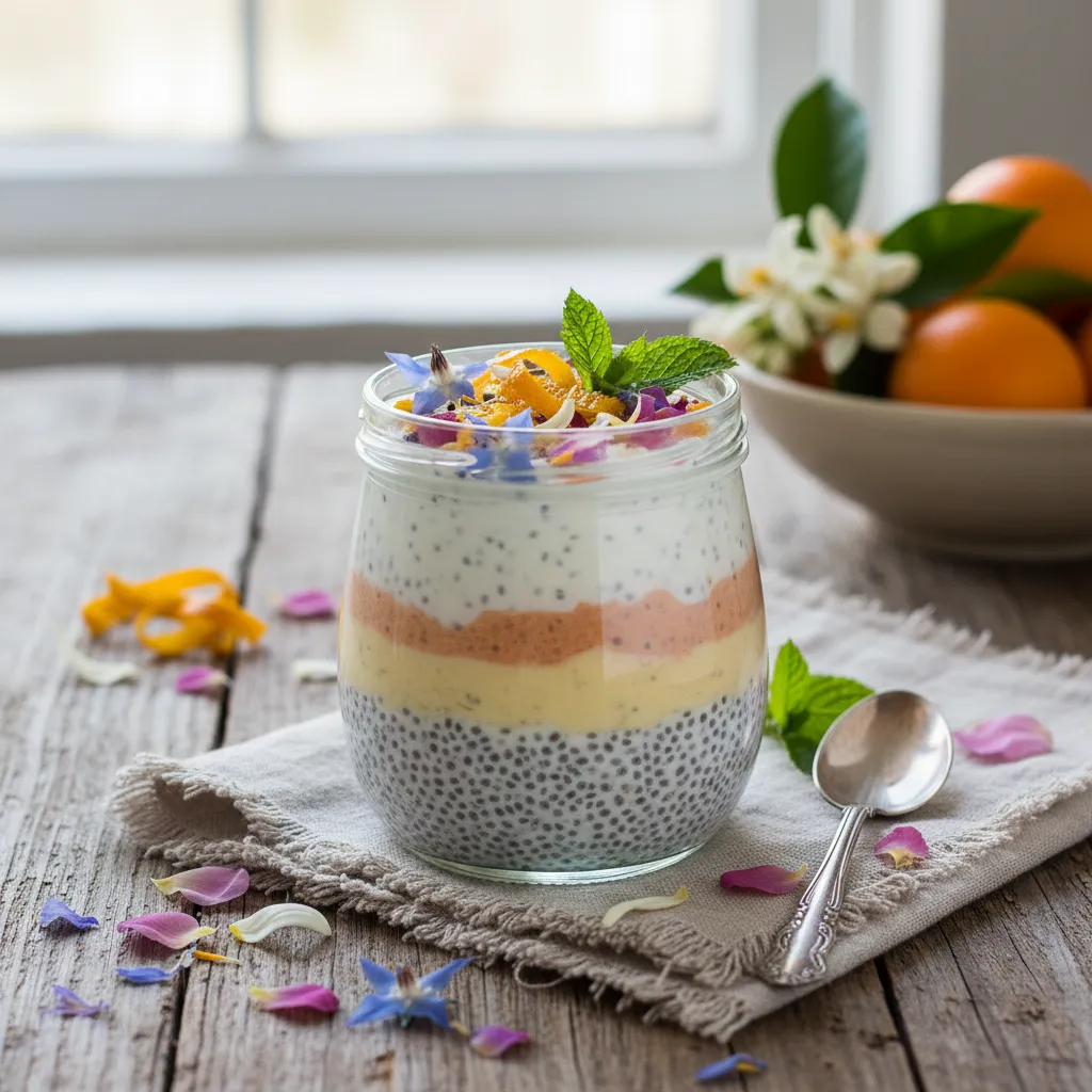 Citrus Blossom Chia Pudding with Edible Petals