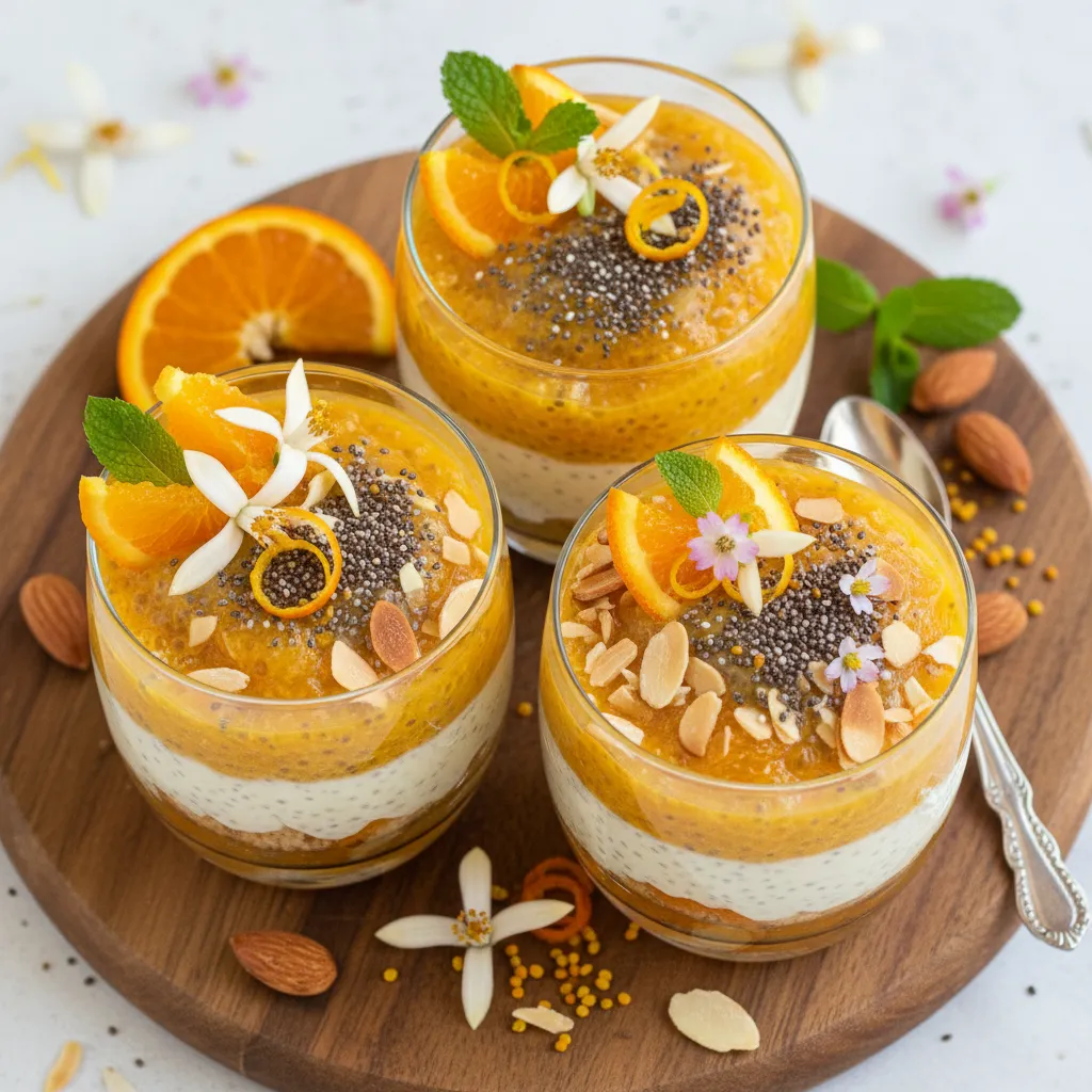 Citrus Chia Blossom and Almond Pudding Cups