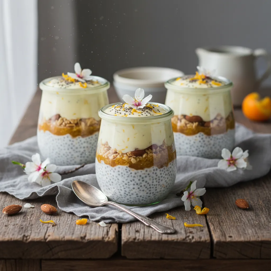 Citrus Chia Blossom and Almond Pudding Cups