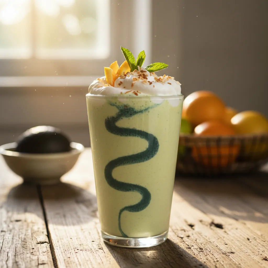 Citrus Dream Avocado Smoothie with Spirulina Swirl