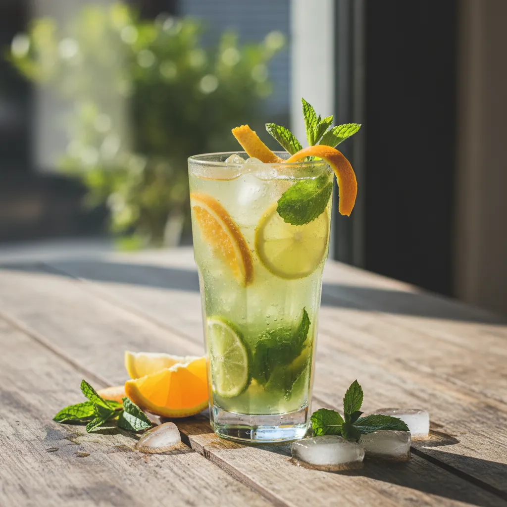 Citrus Infused Matcha Green Tea Sparkler with Fresh Mint