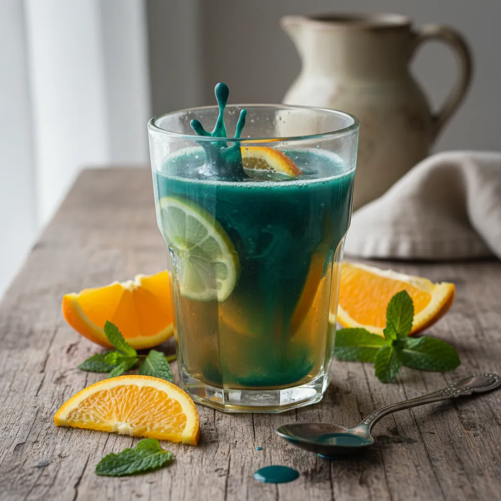 Citrus Mint Infusion with Spirulina Splash