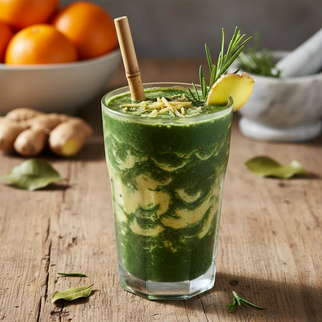Citrus Rosemary Spirulina Smoothie with a Ginger Kick