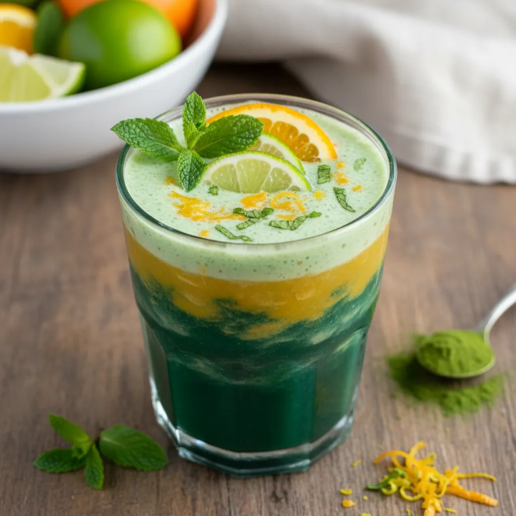 Citrus Spirulina Boost Smoothie with Mint Infusion