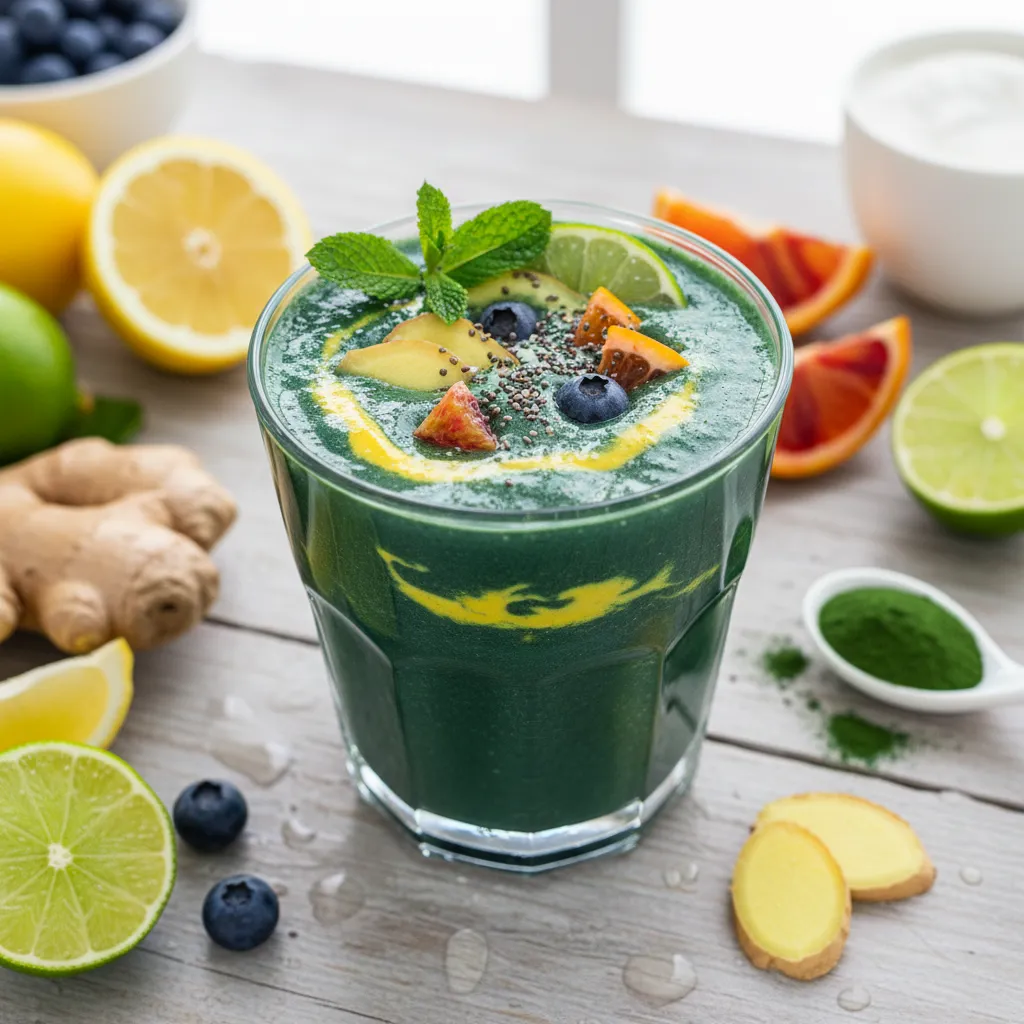 Citrus Superfood Spirulina Smoothie with Ginger Kick