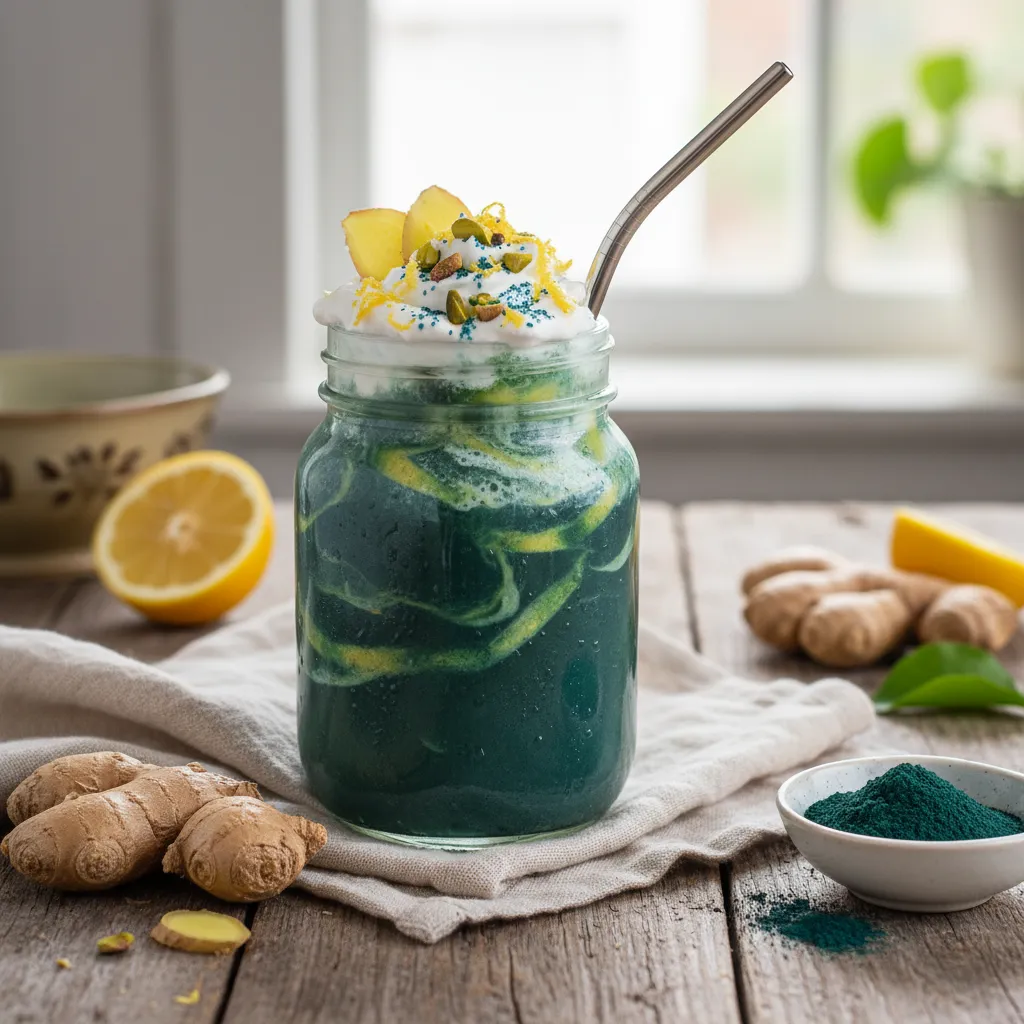 Citrus Superfood Spirulina Smoothie with Ginger Kick