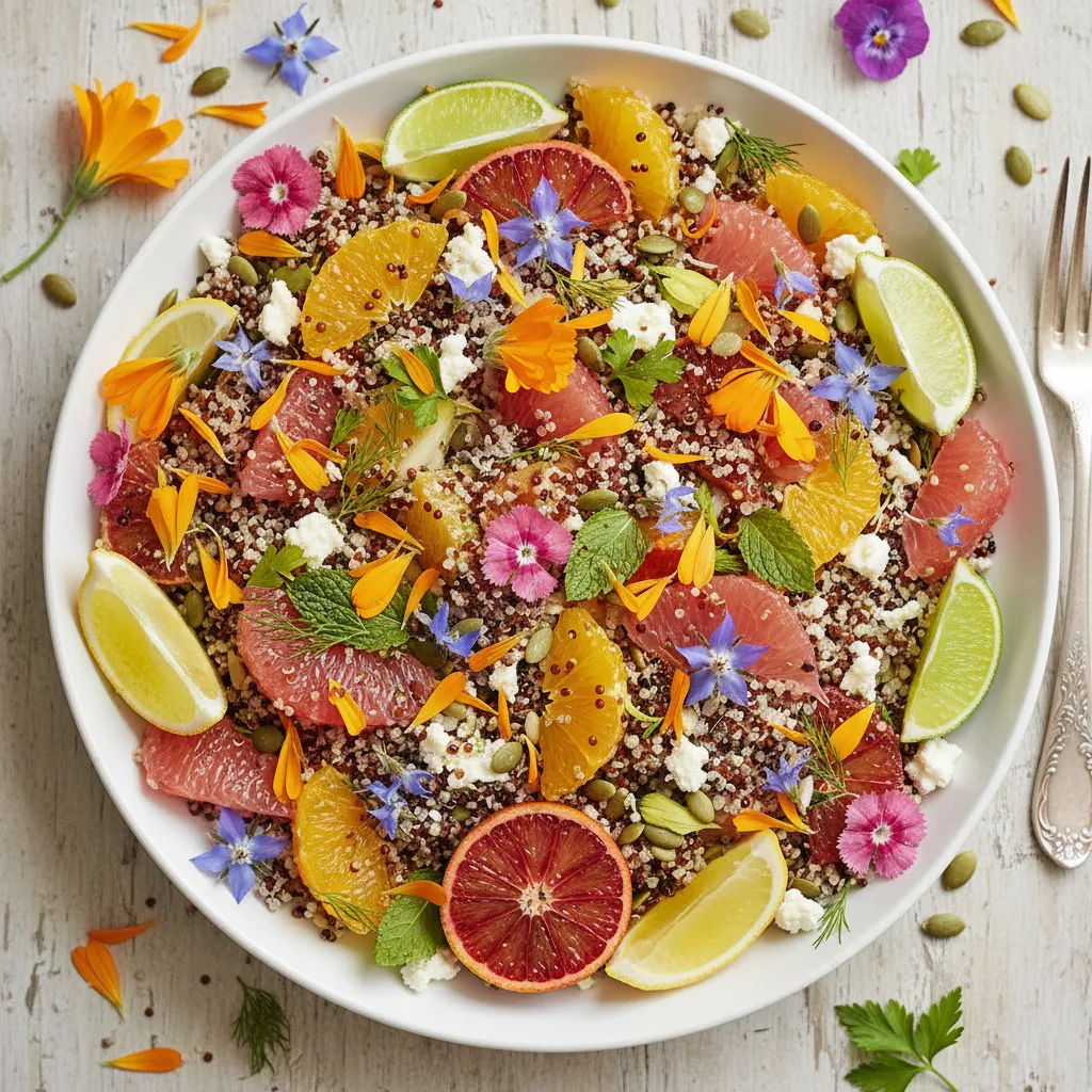 Citrus & Edible Flower Quinoa Salad Medley