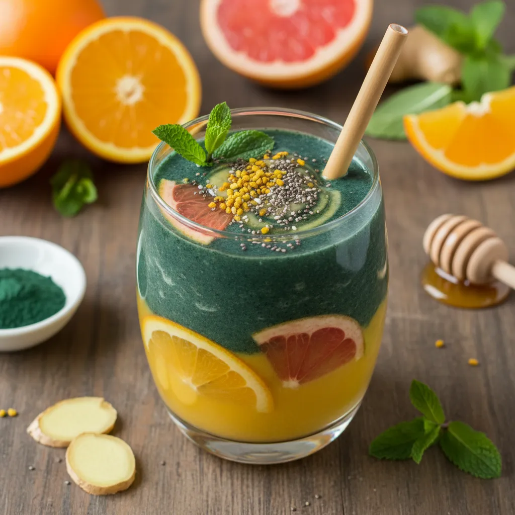 Citrus and Spirulina Energy Boost Smoothie