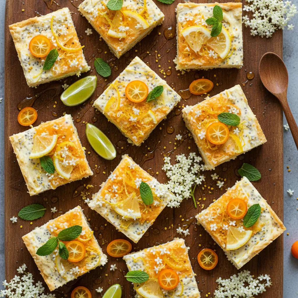 Citrusy Elderflower Chia Bliss Bars