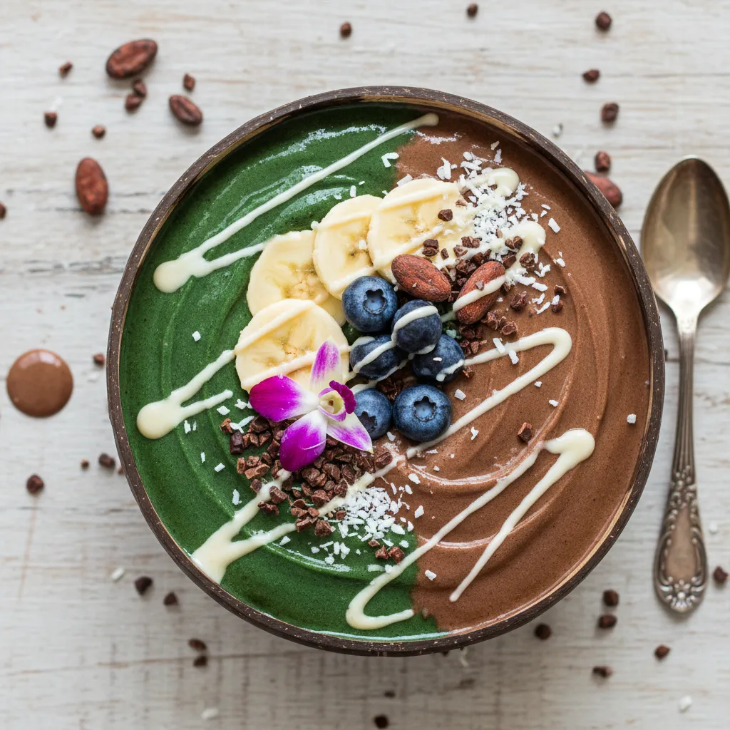 Cocoa-Spirulina Frozen Delight Smoothie Bowl