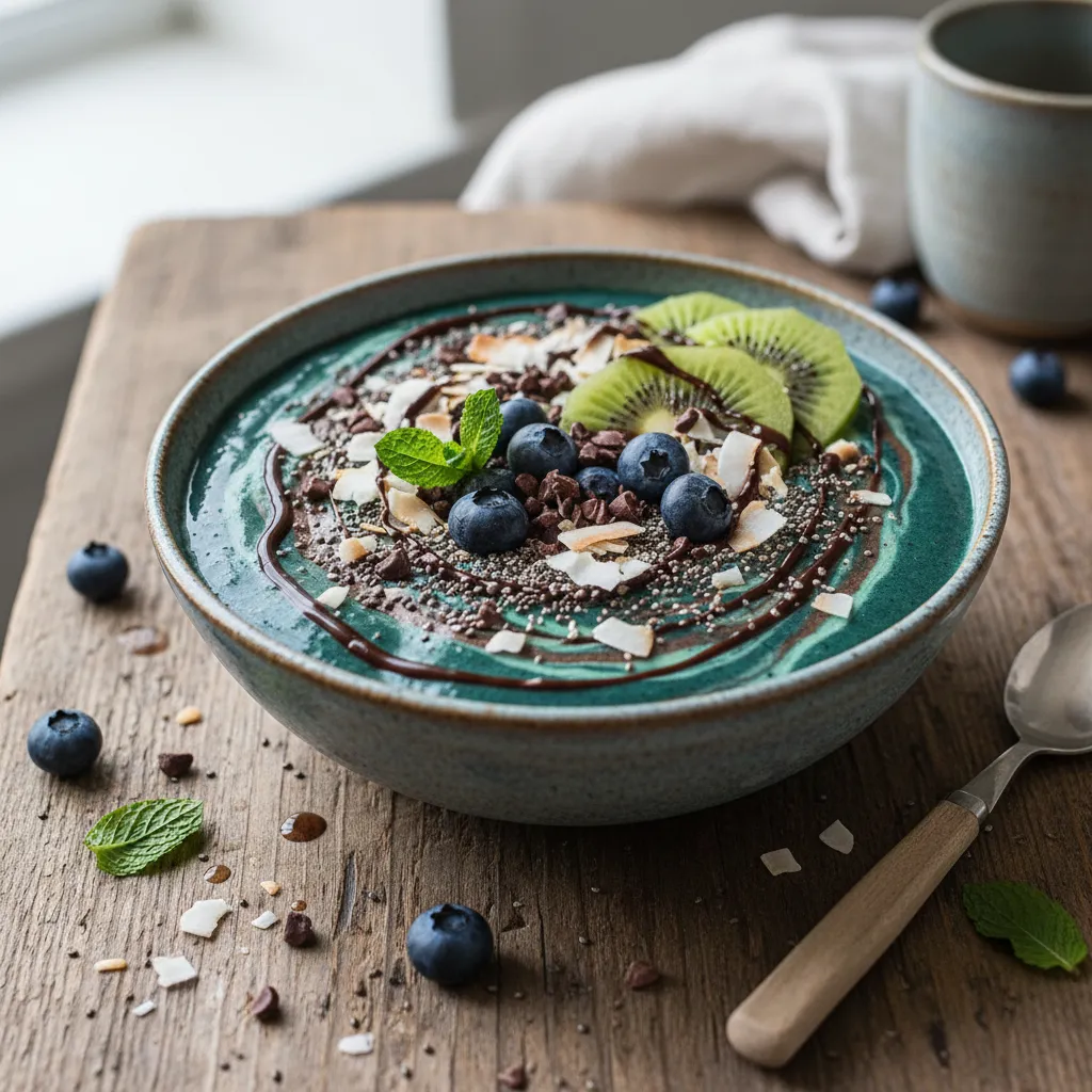 Cocoa-Spirulina Frozen Delight Smoothie Bowl