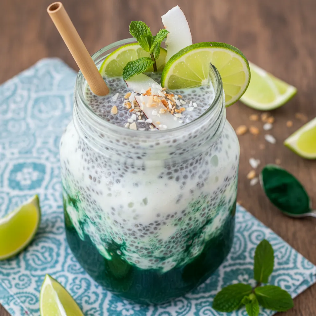 Coconut-Lime Chia Fresca with Spirulina Boost