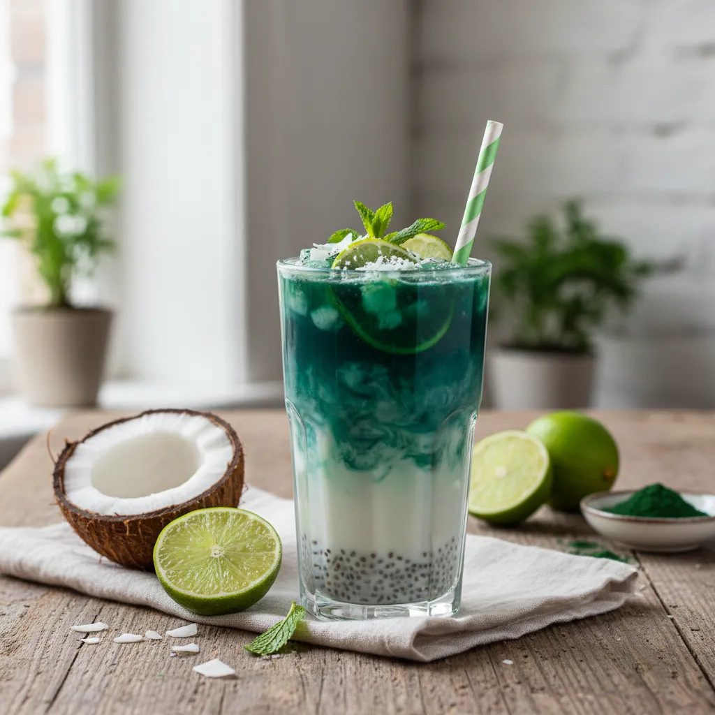 Coconut-Lime Chia Fresca with Spirulina Boost