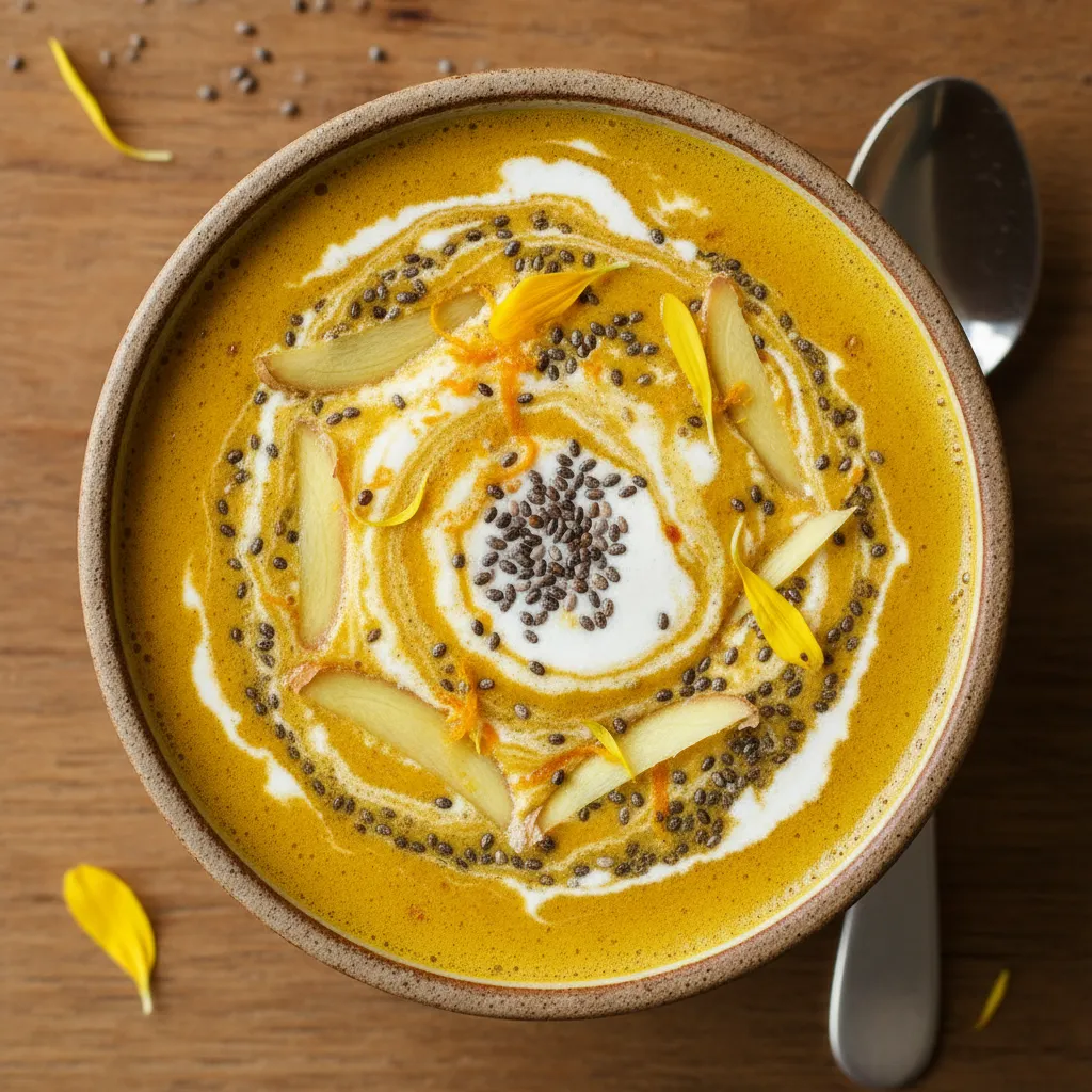 Coconut Chia Seed Turmeric Latte with a Hint of Ginger