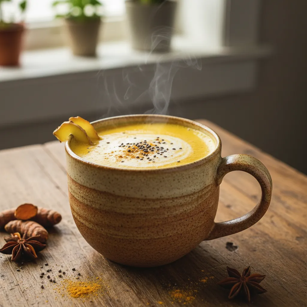 Coconut Chia Seed Turmeric Latte with a Hint of Ginger