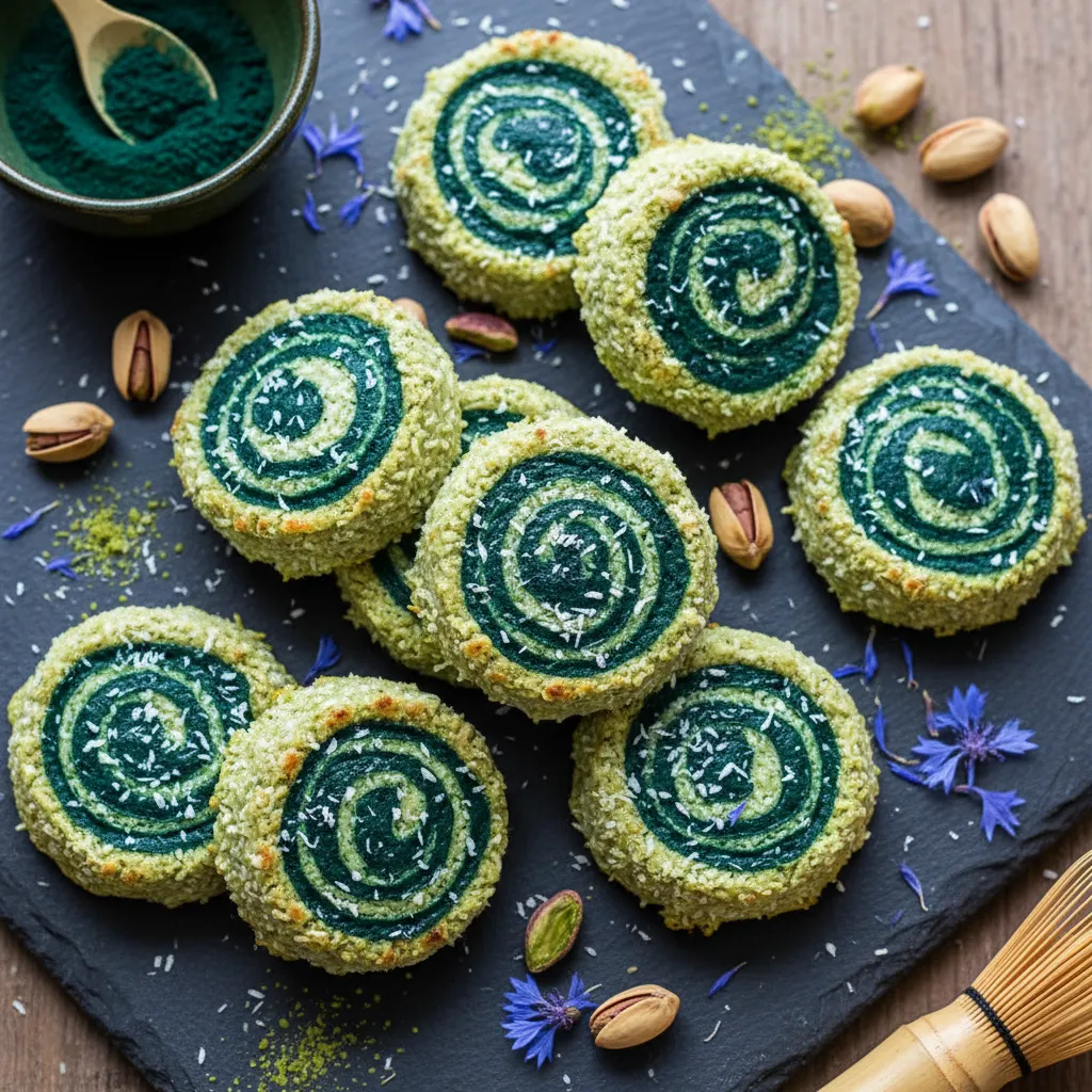 Coconut Matcha Bliss Bites with Spirulina Swirl
