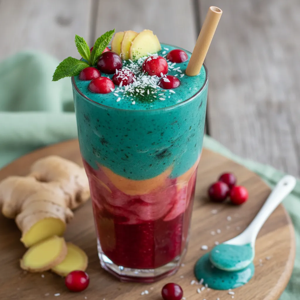 Cranberry-Ginger Refresher Smoothie with Spirulina Boost