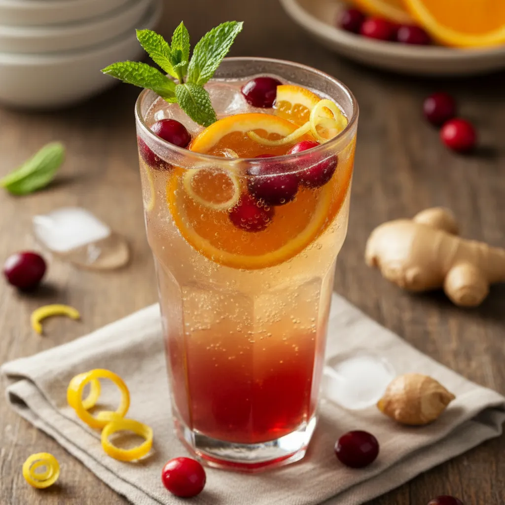 Cranberry-Infused Ginger Citrus Sparkler