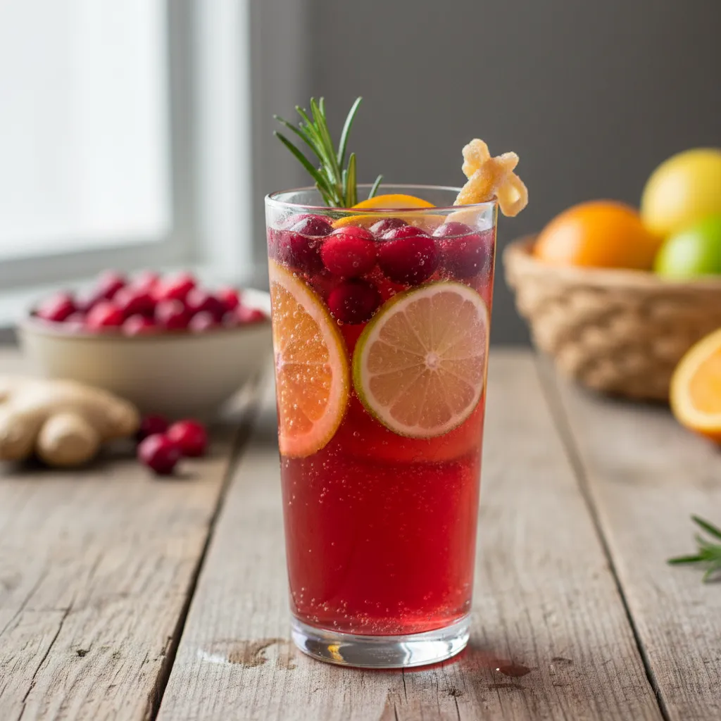 Cranberry-Infused Ginger Citrus Sparkler