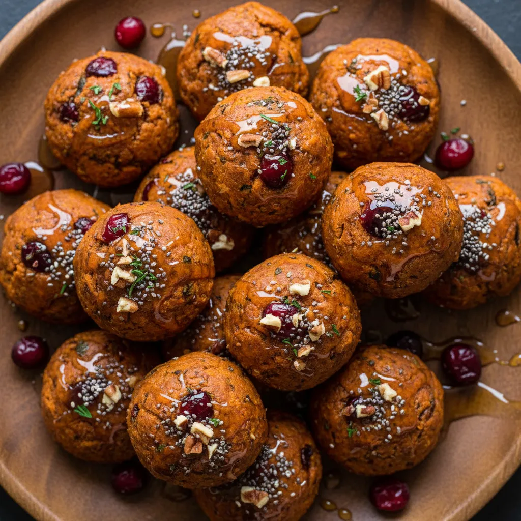 Cranberry-Infused Maple Sweet Potato Protein Bites