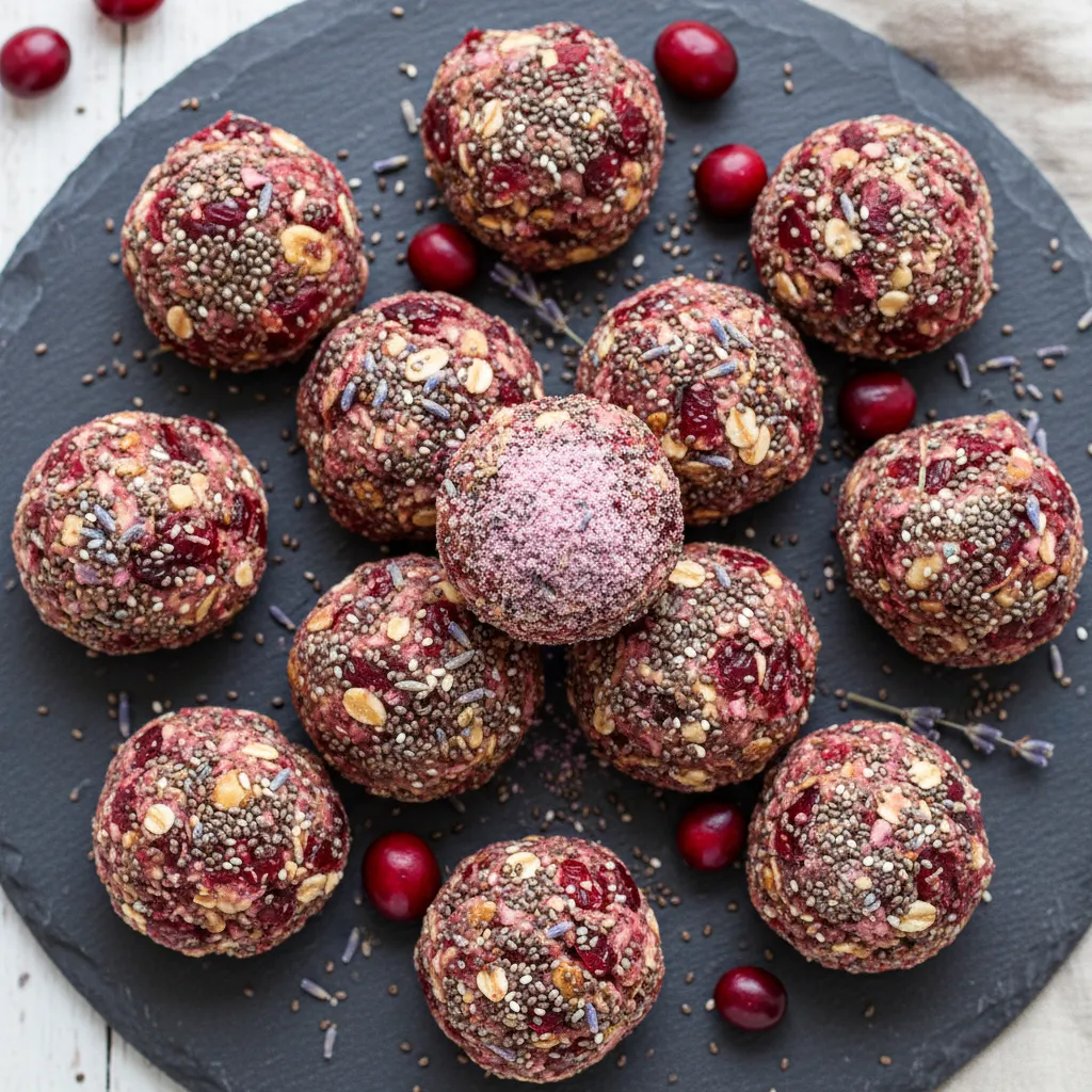 Cranberry-Lavender Chia Seed Bliss Bites