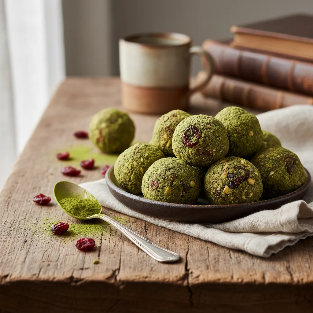 Cranberry-Matcha Bliss Energy Bites