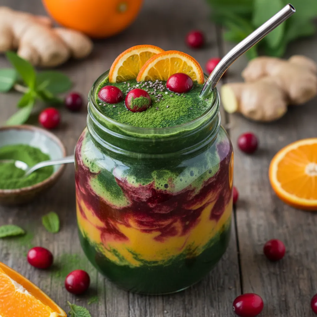 Cranberry-Orange Infused Detox Smoothie with Spirulina Boost