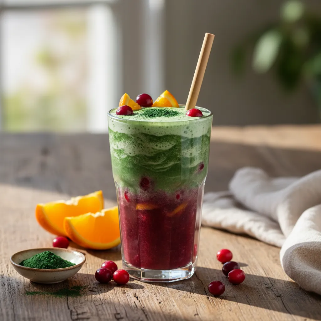 Cranberry-Orange Infused Detox Smoothie with Spirulina Boost