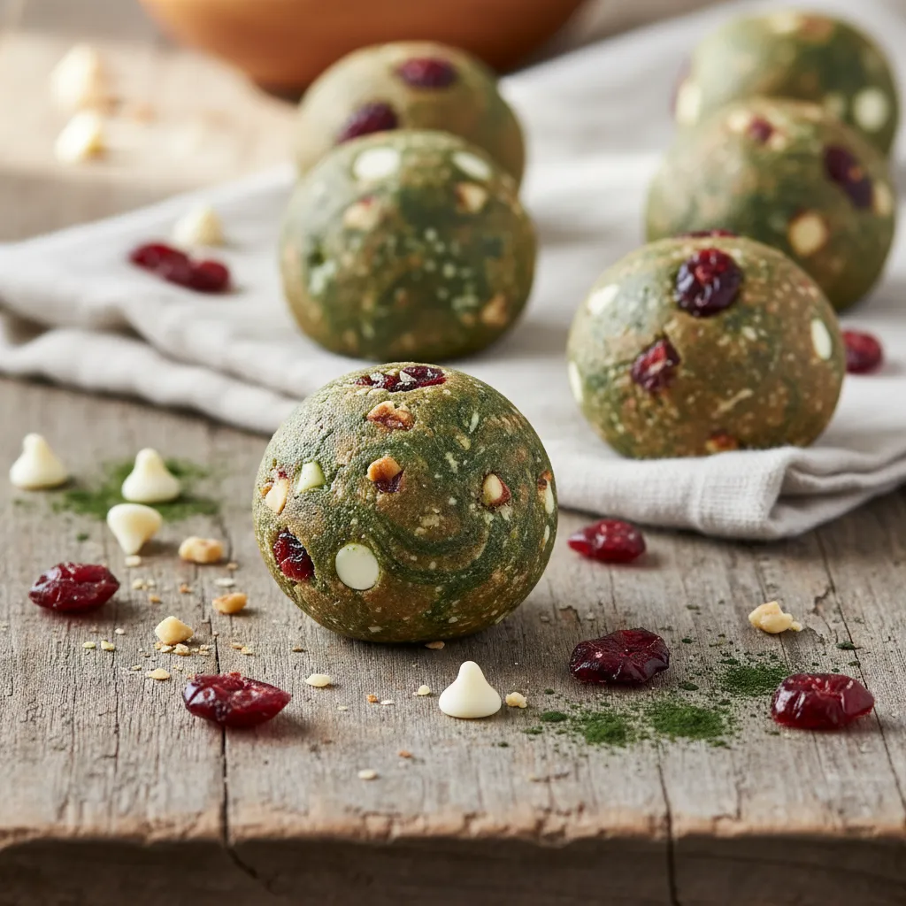 Cranberry Bliss Energy Bites with Spirulina Swirl