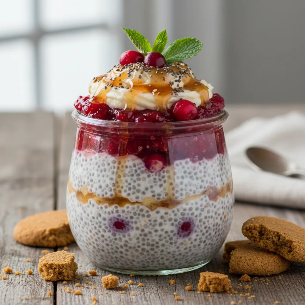 Cranberry Chia Pudding Parfait with Maple Ginger Swirl