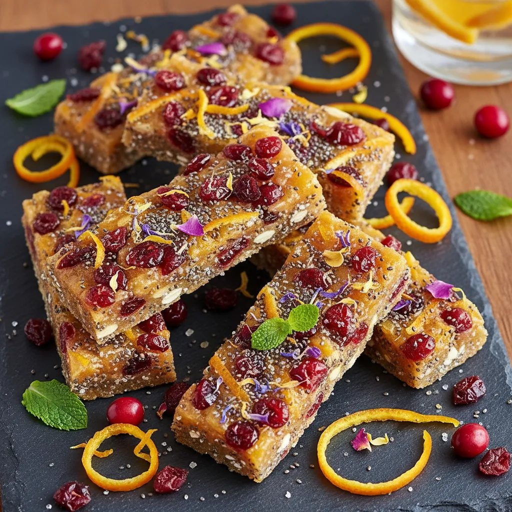 Cranberry Citrus Chia Energy Bars With Edible Flower Sprinkles
