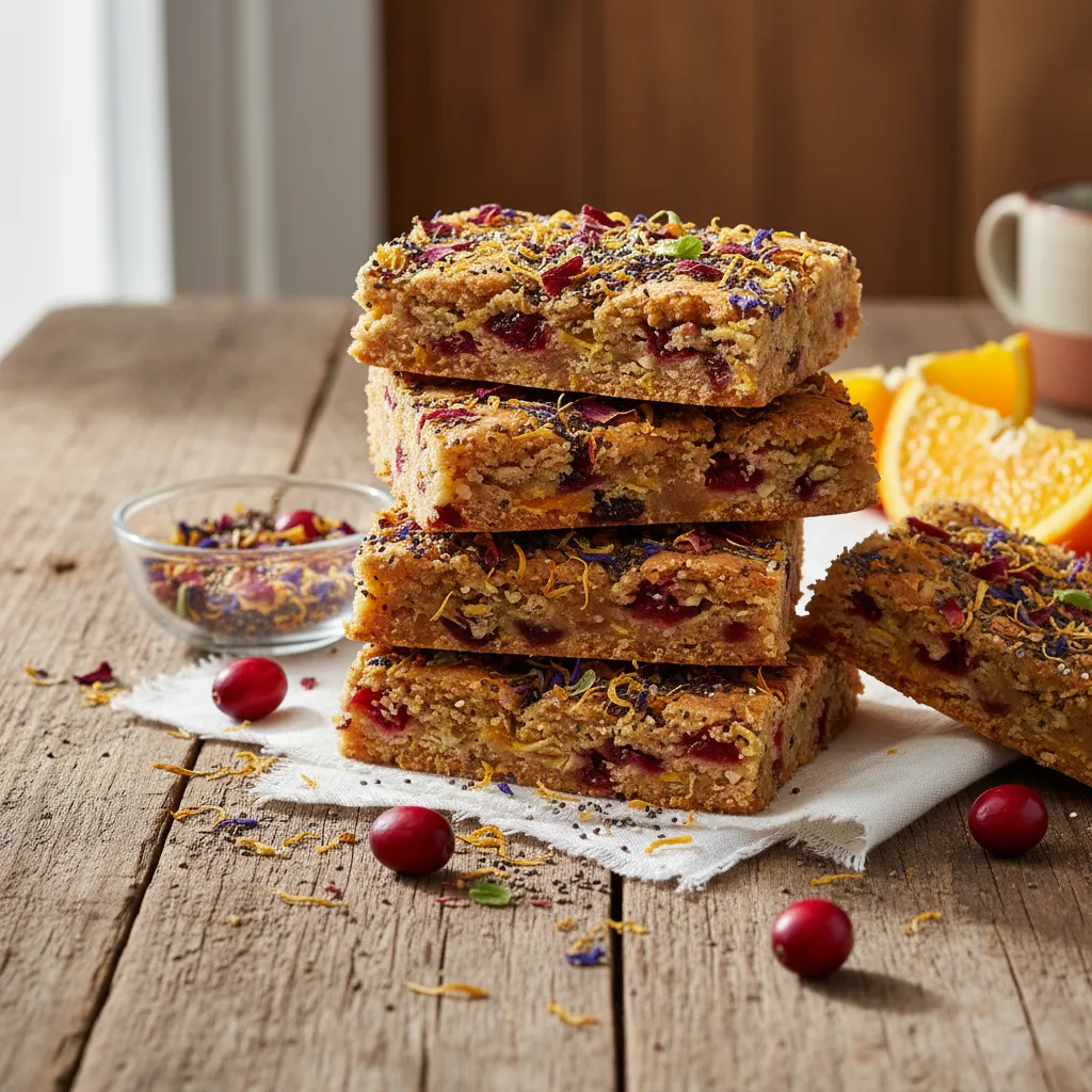 Cranberry Citrus Chia Energy Bars With Edible Flower Sprinkles