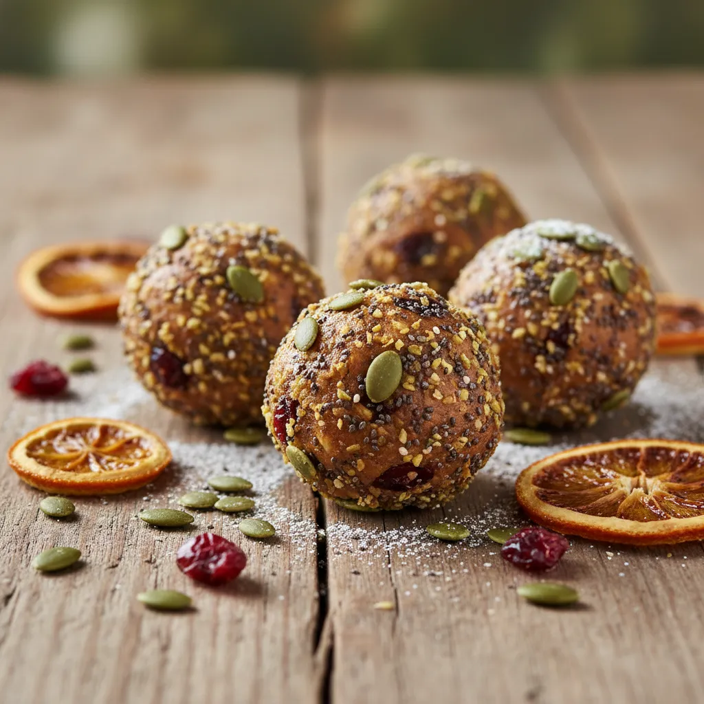 Cranberry Citrus Chia Energy Bites with Pumpkin Seed Crunch