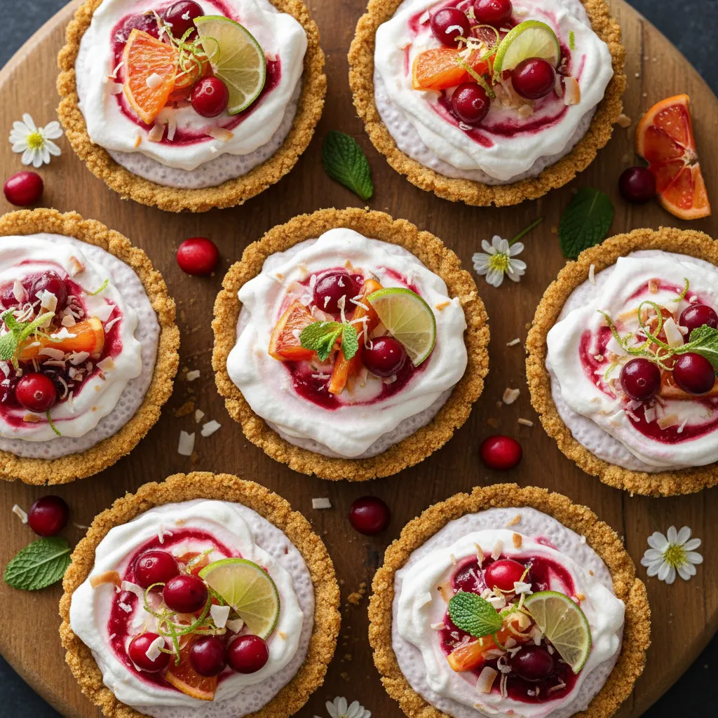 Cranberry Citrus Fluff Chia Pudding Tarts