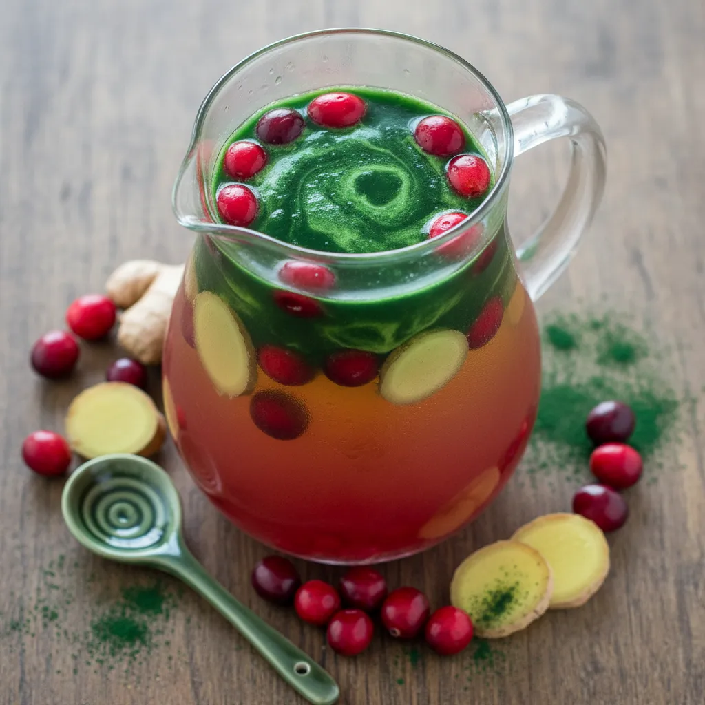 Cranberry Ginger Infusion with Spirulina Boost