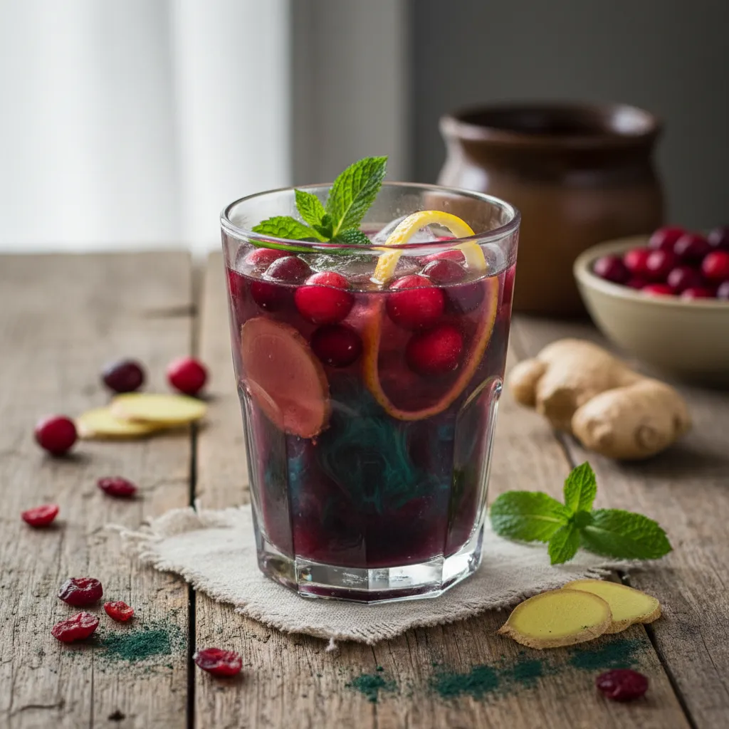 Cranberry Ginger Infusion with Spirulina Boost