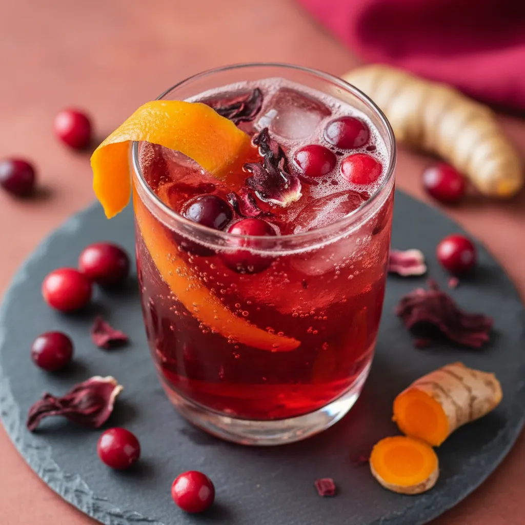 Cranberry Hibiscus Sparkling Refresher with Turmeric Twist