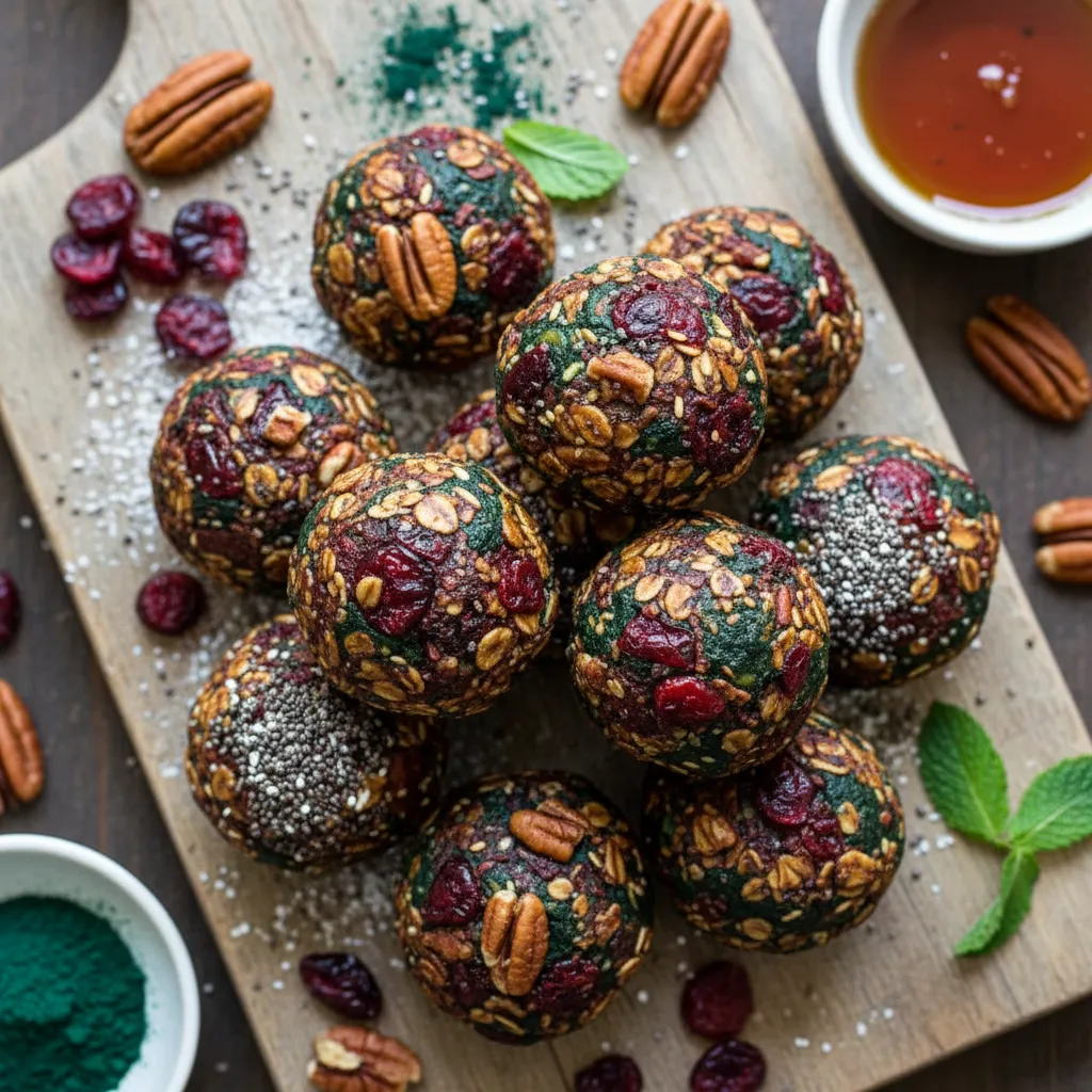 Cranberry Maple Spirulina Energy Bites