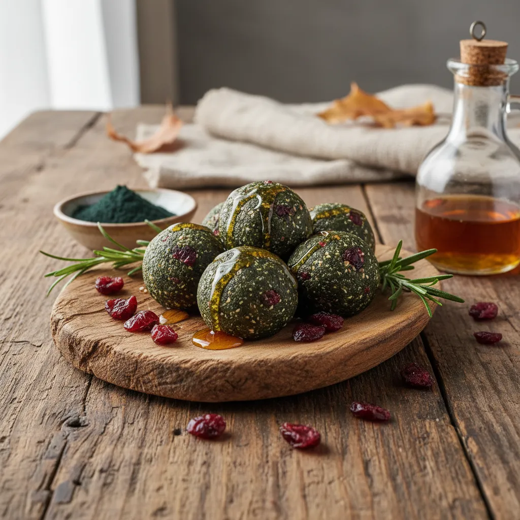 Cranberry Maple Spirulina Energy Bites