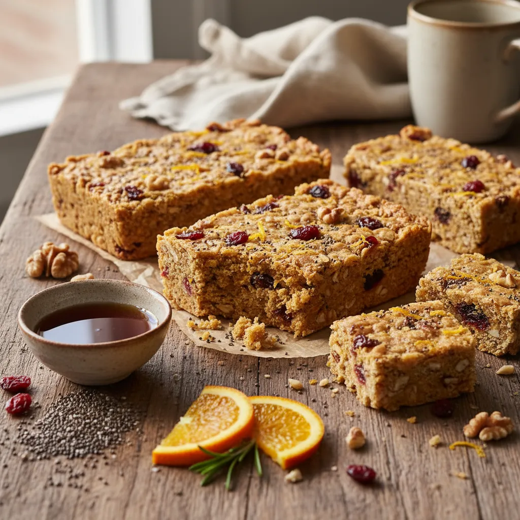 Cranberry Orange Maple Energy Bars with Chia and Nuts