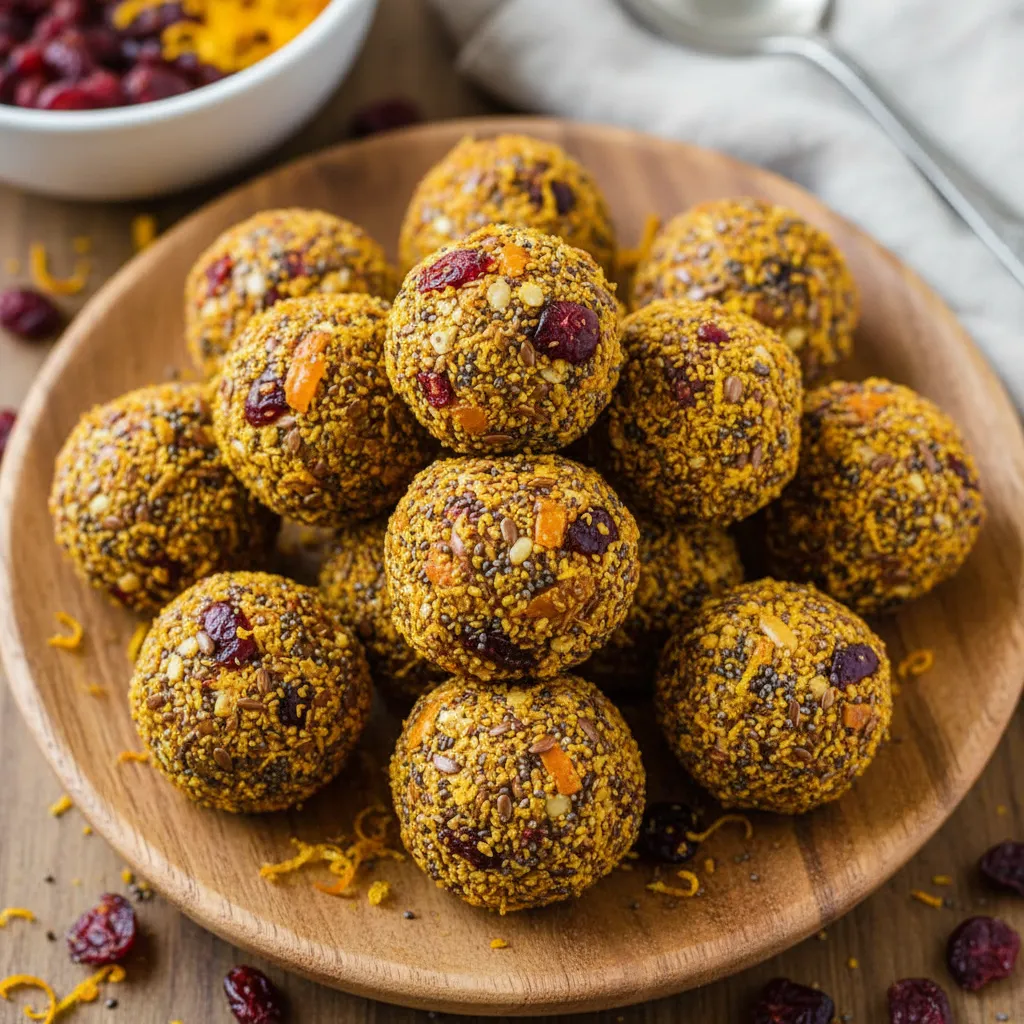 Cranberry Orange Superfood Bliss Balls with Turmeric