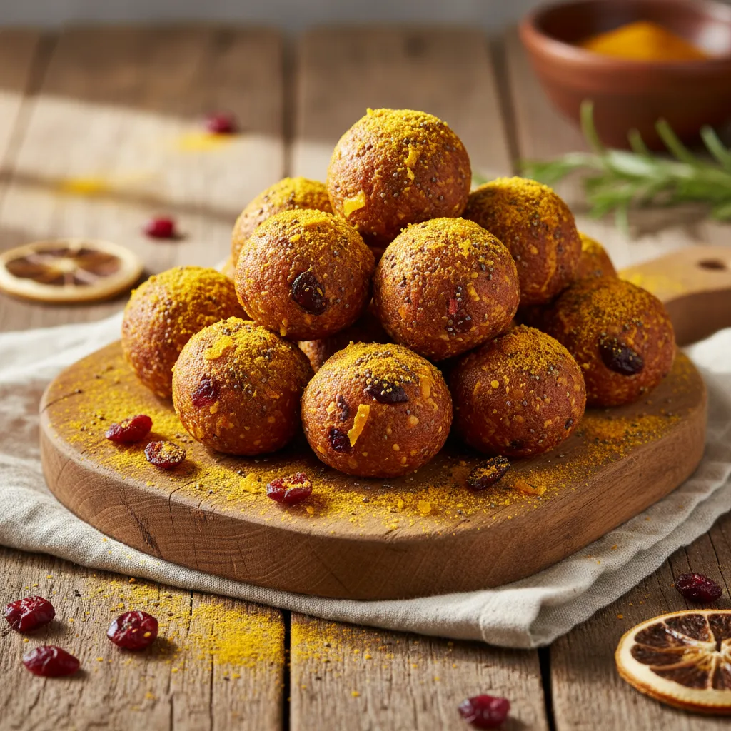 Cranberry Orange Superfood Bliss Balls with Turmeric