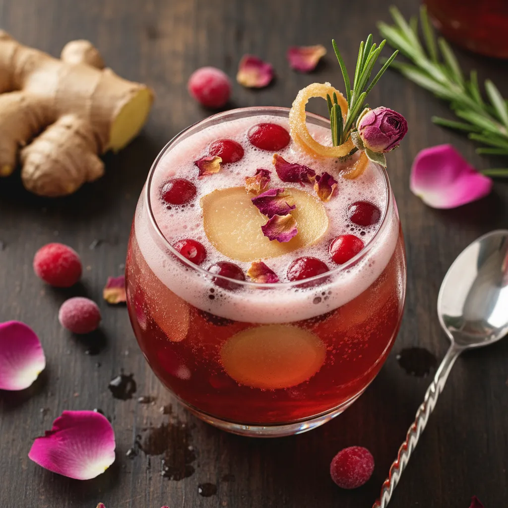 Cranberry Rose Sparkler with Ginger Infusion