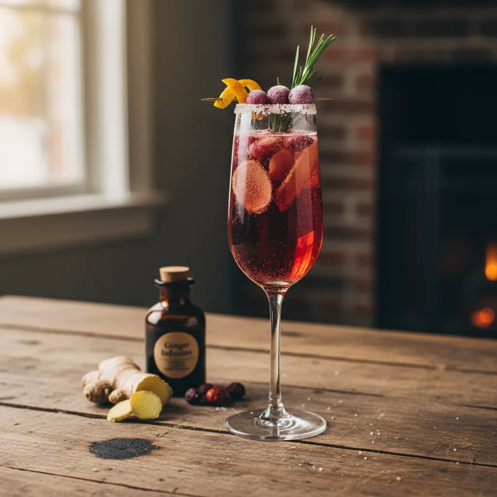 Cranberry Rose Sparkler with Ginger Infusion
